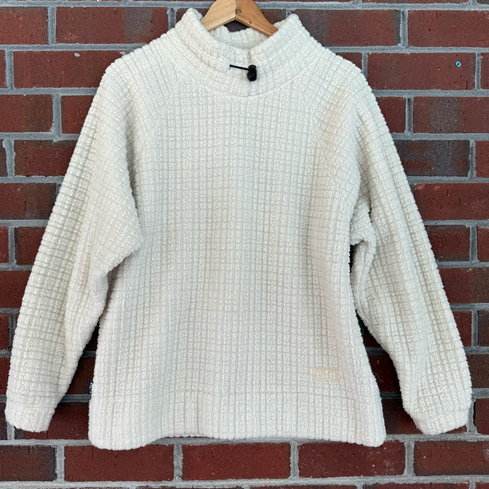 VTG Douglas Gill White/Cream Oversized Mock Neck Fleece